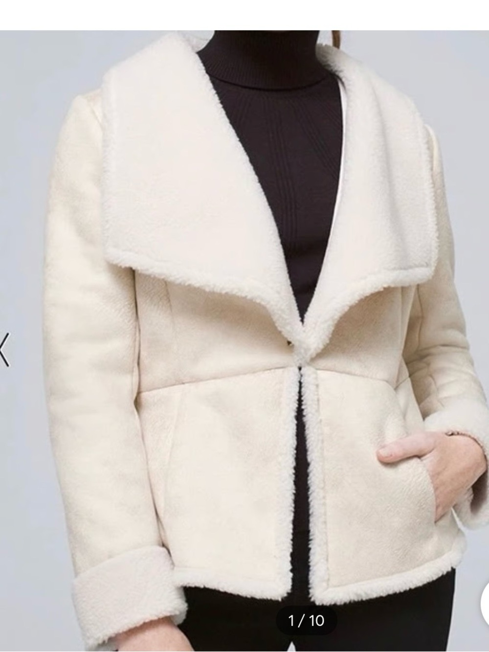White House Black Market Cream Faux Suede Shearling Cream Jacket-Women’s Size XS